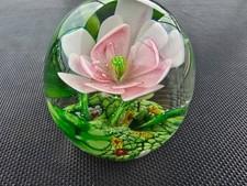 Antique Vintage Hand Blown Glass Flower Paperweight Murano Chinese Millefiori