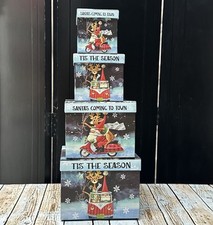 4 pc Nested Lindy Bowman Holiday Gift Boxes Lid Santa Reindeer Van Scooter Bike