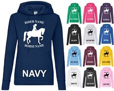 Personalised Lady Fit Hoodie Horse Equestrian Jockey Cob Riders Girls Women Gift