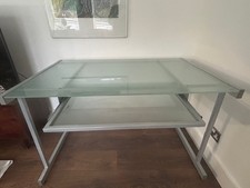  John Lewis used silver tempered glass desk for home office