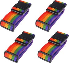 4 x Multicoloured Rainbow Luggage Suitcase Belt Straps Travel Baggage adjustable