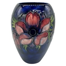 *MOORCROFT* POPPY RED FLOWER VASE 18CM / 7 INCH HIGH 1950s ENGLAND WM MARK