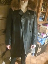 WW2 SWEDISH OFFICER 38 - 40CM LEATHER 3/4 LENGTH COAT MIT FUR COLLAR REGULAR FIT
