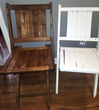 TWO Vintage Heavy Wooden Slat