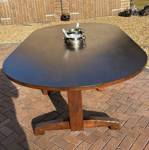 Extendable brown wooden oval - wooden,