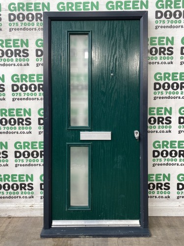 Green composite front door - front,