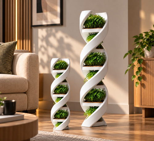 Spiral plant stand with pots - spiral,
