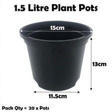 1.5 Litre Black Plant Pots