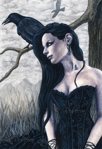 Gothic fantasy art print raven - gothic,