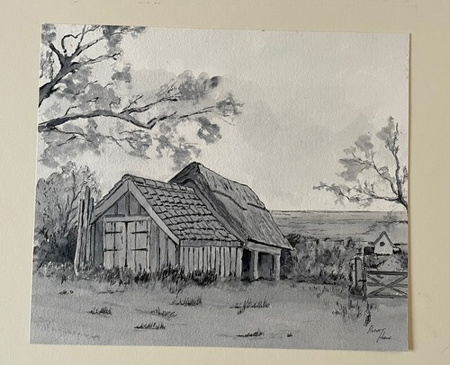 Original pen and wash sketch - and,