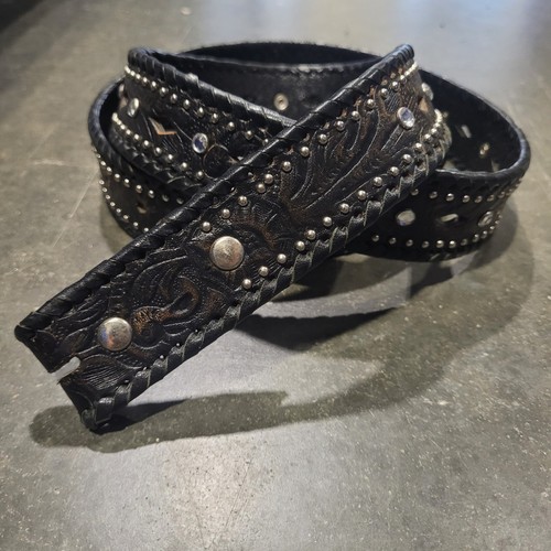 Black leather belt - belt,