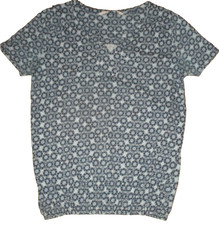 Ladies TU blue mix short sleeve elastic hem cotton top size 8