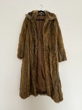 Gharani Strok Brown Faux/Fake Fur Long Coat Size 16 Y2K Vintage 2000s