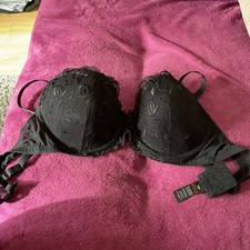 Matalan Bra 40B Black Floral Underwired padded See Description