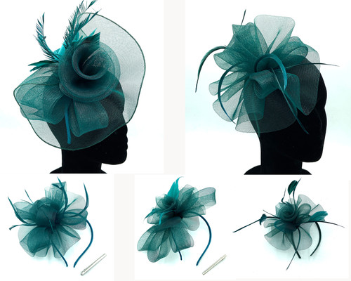 Dark green fascinator - dark,