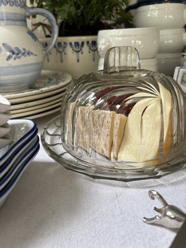 Vintage french glass cheese - french,