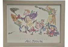 Quentin Blake Art Print All Join In Framed Colourful Illustration68 X 52 Cm