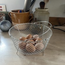 Vintage Folding French Wire Egg Basket