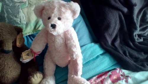 Heartfelt pink bear jointed - pink,