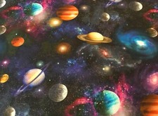 Universe Space & Planets- Navy 100% Cotton Fabric Fat Quarter 50 x50cm sewing 