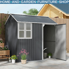 7 x 6 ft Metal Garden Shed Outdoor Tool Storage Shed Door Window Grey Patio Shed