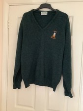 Glenmuir 100% Lambswool Golf Jumper 44 ins chest v-neck  green & black knit