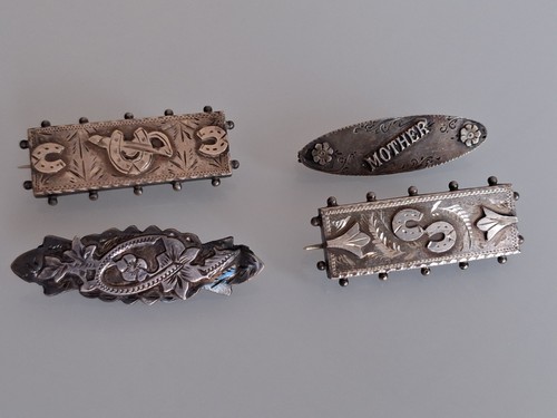 Antique silver brooches - 4x,