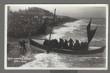 Vintage RP postcard Return of Worthing Lifeboat after a rescue. pmk Kilburn 1921