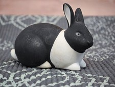 HIGHBANK Porcelain Black & White Bunny Rabbit Ornament Collectible