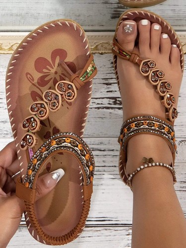 Women ethnic beaded flat - women's,