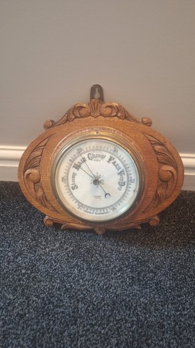 Antique victorian oak aneroid - victorian,