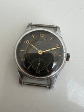 Gents Vintage Pobeda Ussr Soviet Military Black Dial Wristwatch - Working