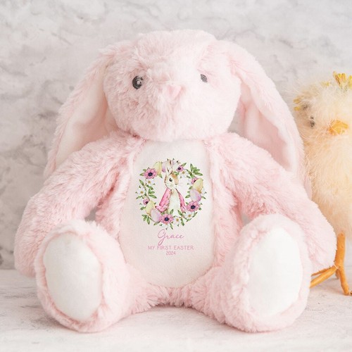 Personalised pink bunny teddy - bunny,