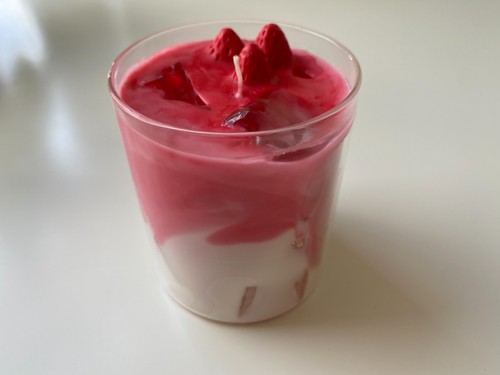 Strawberry latte candle - latte,