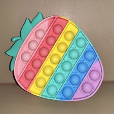 Pop It Push It Bubble Sensory Rainbow Strawberry Shape Fidget Toy Stress Relief