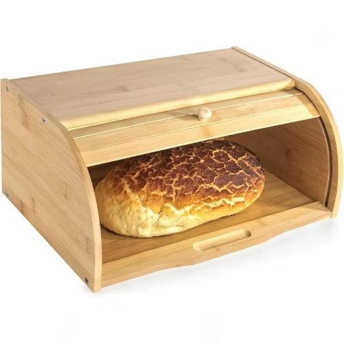 Large bamboo bread bin wooden - bamboo,