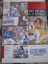 SPARCO REPLICA JACKETS F1 STYLE FROM THE WORLD LEADER ADVERT A4 FILE 52