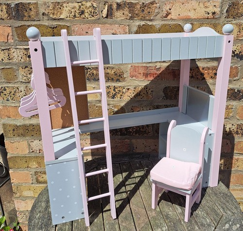 Doll grey pink wooden - &,