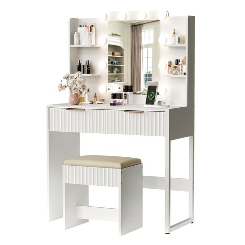 Fluted makeup vanity desk with - vanity,