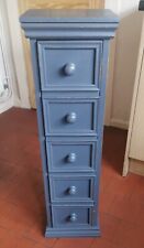 COMPACT SLIM LIGHTLY DISTRESSED SOLID PINE HABERDASHERY/SPICE CUPBOARD IN GREY