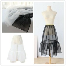 Women Ruffle Fishtail Tulle Skirt Sheer Mesh Slips Underskirt Petticoat Organza