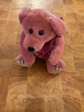 PURPLE JOINTED PLUSH TEDDY BEAR WITH BOW