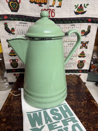 Green enamelware coffee pot - green,