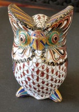 Cloisonné Owl Brass figure
