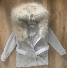 River Island Women Coat Beige Belted Edge