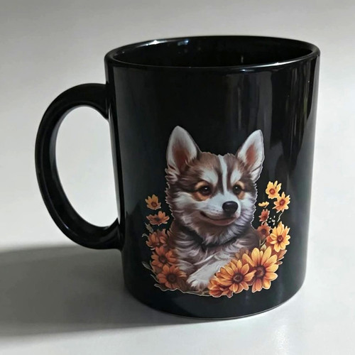 Black ceramic novelty mug dog - ,
