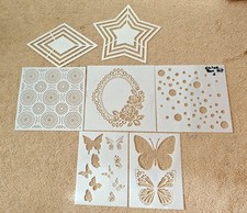 Mixed Stencil Set - 7 Stencils, Masks - Star, Diamond, Butterfly, Circles, Frame