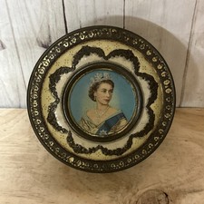Vintage 1950s MELTIS Tin Box Queen Elizabeth II Coronation Sweets (937a)