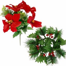 Xmas Poinsettia Pine Flowers -