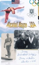 Olympics 1936: Marshall Wayne (+usa) orig. autograph Olympic champion tower jumping